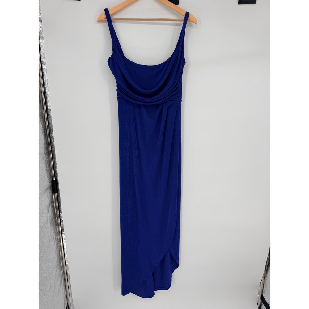 Lucy In The Sky Royal Blue Cowl Neck Wrap Maxi Dress Formal Prom Gown Womens L - Picture 2 of 9